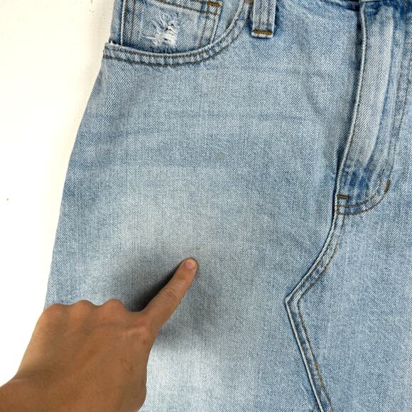 Madewell Women's Blue Rigid Denim A-Line Cut Out Edition Mini Skirt Size 27 - Picture 7 of 10